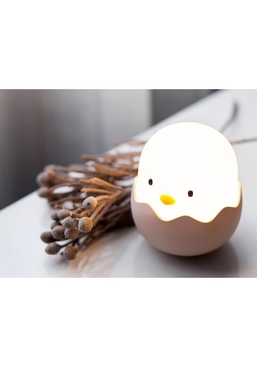 Çocuklar için Civciv Tasarımlı Silikonlu USB Şarj Edilebilir LED Gece Lambası Çok Renkli