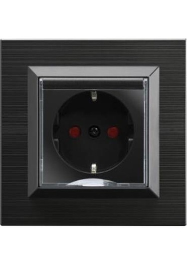 Ovivo Quantum Siyah Kapaklı Çocuk Korumalı Priz Çerçeveli