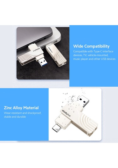 Springsun Thinkplus Tpcu301 128gb Çift Arayüz Usb 3.0/type-c Zinc Alloy Bellek Diski - Telefon, Bilgisayar Ve Araçta Kullanım