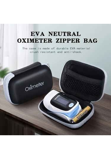 Zhanglei001 Siyah Gri Oksijen Metre Taşıma Çantası Taşınabilir Oksimetre Kutusu