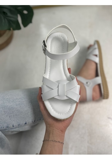 Günlük Kadın Sandalet Ayarlanabilir Bilek Tokalı Yumuşak Rahat Alçak Tabanlı Esnek Ayakkabı 407 Beyaz Günlük Kadın Sandalet Ayarlanabilir Bilek Tokalı Yumuşak Rahat Alçak Tabanlı Esnek Ayakkabı 407 Beyaz