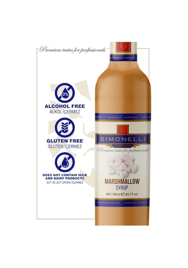 Simonelli Kahve ve Kokteyl Şurubu Marshmallow Aromalı 700 ML + Pompa