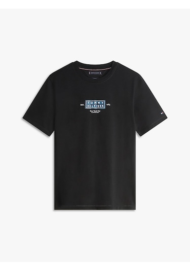Tommy Hilfiger Mw0mw42392 Heritage Label Erkek Tişört Siyah