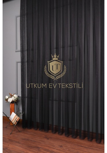 Siyah Grek Tül Perde Petek Zemin
