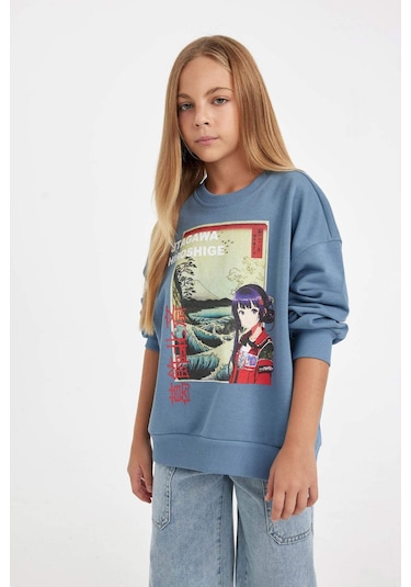 Defacto Kız Çocuk Hatsune Miku Relax Fit Bisiklet Yaka İçi Yumuşak Tüylü Sweatshirt D1120a824auın242 İndigo Defacto Kız Çocuk Hatsune Miku Relax Fit Bisiklet Yaka İçi Yumuşak Tüylü Sweatshirt D1120a824auın242 İndigo