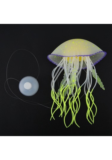 Qingmipy Lemon Sarı Simülasyonlu Flüoresan Medusa: Silikon Malzeme Akvaryum Dekorasyonu - Doğal Görünüm, Su Ve Balık Dostu, Kolay Kurulum