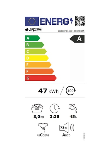 Arçelik  8100 MX 1000 Devir 8 KG Çamaşır Makinesi