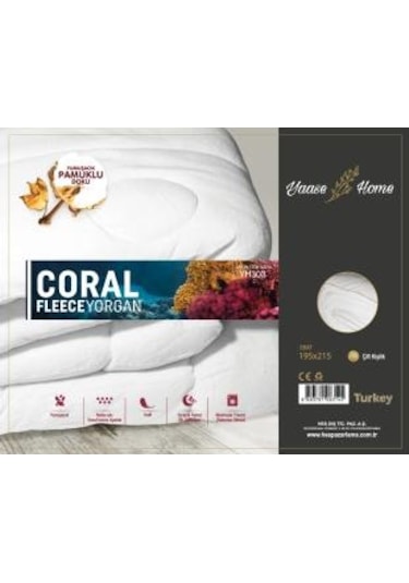 YAASE HOME CORAL FLEECE YORGAN ( ÇİFT KİŞİLİK ) Beyaz