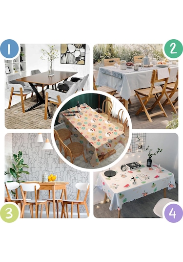 Noel Desenli Dikdörtgen Masa Örtüsü 60x84 İnç, Su Geçirmez Ve Leke Tutmaz Noel Baba Noel Diskoli