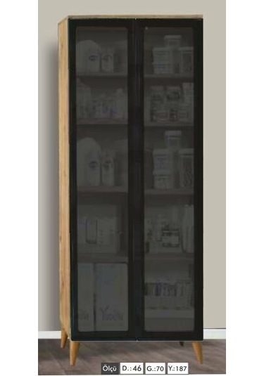 2 Kapılı Çam Reflekte Camlı Çok Amaçlı Dolap