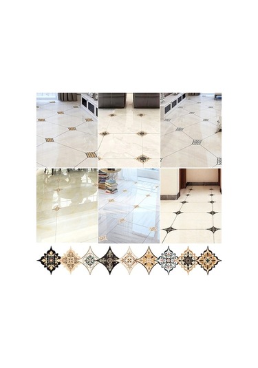 Pazly Zemin Yapışkanlı Su Sticker Seramik Mutfak Kendinden Karo İçin Geçirmez Duvar Desen Dekoru, Çapraz Adet 8x8cm 21 & - Zb