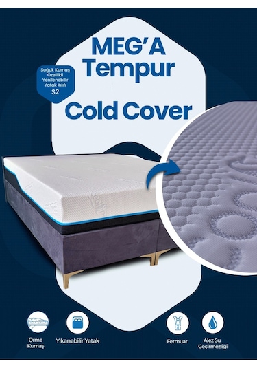 Meg'a Tempur Cold Cover Yatak Pedi&şiltesi Fermuarlı Yıkanabilir Yatak Kılıfı - 120 X 200 Cm Beyaz
