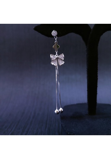 925 Ayar Sallanır Tasarımlı Kurdele Model Kadın Gümüş Küpe -sade Ve Şık Gümüş