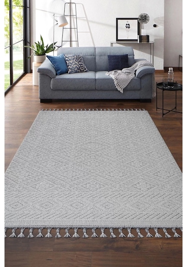 Otantik Modern Salon Ve Oturma Odası Halısı - Krem Gri Krem
