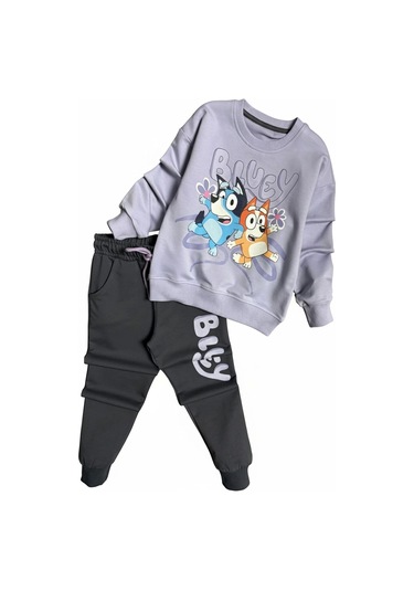 Bluey Desenli Lila Renk Kız Çocuk Eşofman Takım Lila