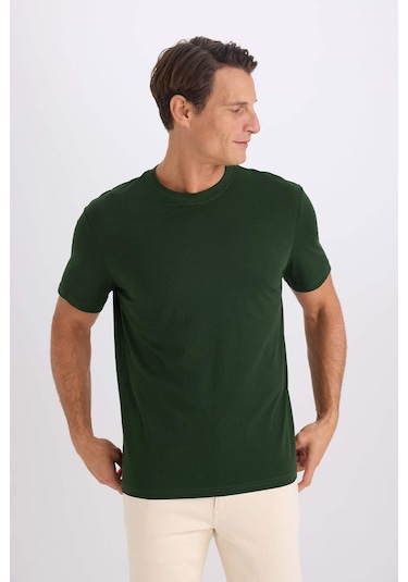 DeFacto %100 Pamuk New Regular Fit Bisiklet Yaka Basic Düz Kısa Kollu Tişört V7699AZ25SPGN1192