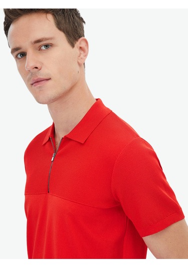 Kip Nar Çiçeği Polo Yaka Jakarlı Triko Çok Renkli