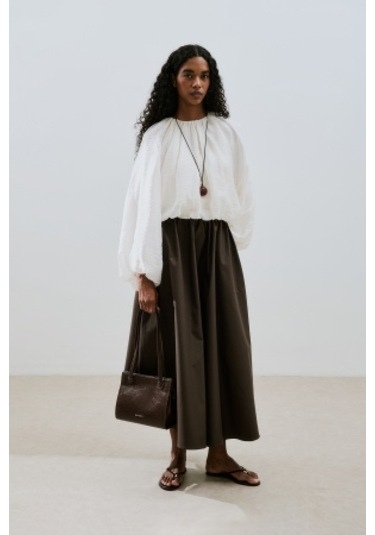 Balon Form Kısa Bluz Ekru Ekru