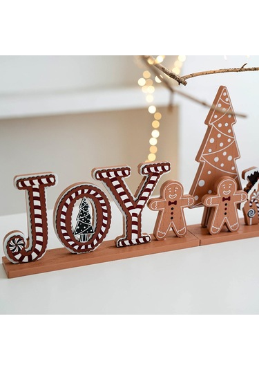 Suntek Yılbaşı Ahşap Masa Dekorasyonu Tatil 28x5x13cm-sevinç