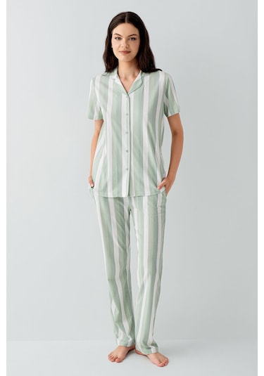 Arnetta Kadın Yeşil Gömlek Pijama Takım Ar3589-s-v1 Yeşil