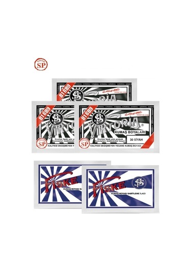 Viktoria Boya 3 Paket Siyah Kumaş Boyası Kot Boyası - 2 Paket Fiske Boya Sabitleyici