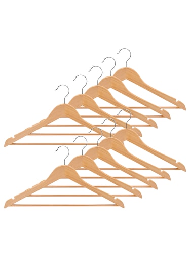 Ahşap Görünümlü Plastik Elbise Askısı A Kalite 10 Adet Al4494 Kahve