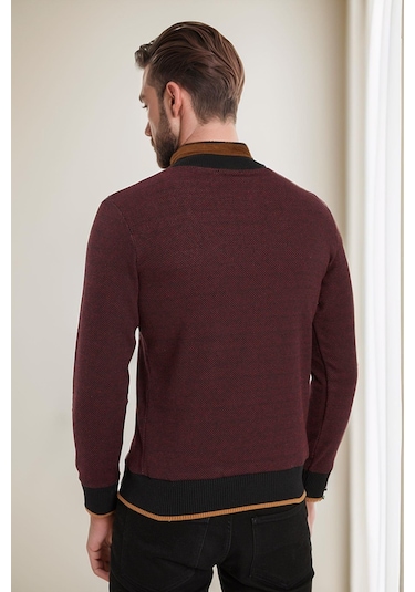 9039 Dewberry Erkek Sweatshırt-siyah-bordo Siyah-bordo
