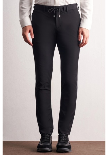 Siyah Yan Cep Düz Paça Slim Fit Chino Casual Pantolon 1003255158 Siyah