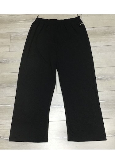 Kışlık Fitilli Kaşkorse Beli Lastikli Büyük Beden Pantolon Siyah