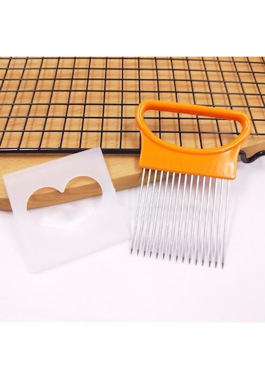 Turuncu Meyve Gadget Handy Paslanmaz Çelik Soğan Tutucu Patates Güvenliği Pişirme Araçları Dilim Kesme Yardımı Turuncu