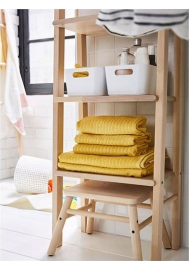 Vılto Banyo Tabure, Masif Huş Meridyendukkan 25 Cm Banyo Bank Basamaklı Tabure Kahverengi