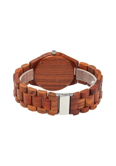 Erkek Ahşap Saat Analog Kuvars Saat Sandal Ağacı Malzeme Hafif Günlük Saatler Vintage Kol Saati Erkek Ve Kırmızı Sandal Ağacı Kayış Diğer