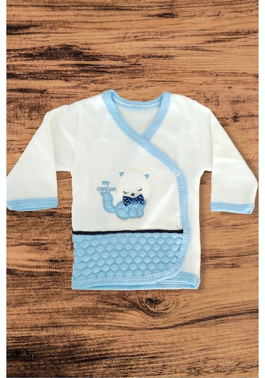 10 Parça Mavi Kedi Hastane Çıkışı Ve 4 Parça Bebek Bornoz Seti Mavi