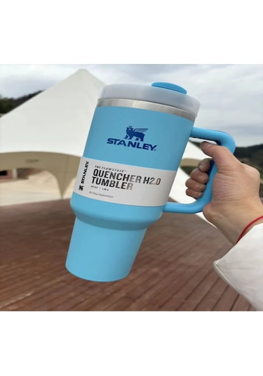 Geeksen Mavi 1.18l Büyük Kapasiteli 2. Nesil Otomobil Stalyeli Paslanmaz Çelik Isı Saklama Spor Bardak Mavi