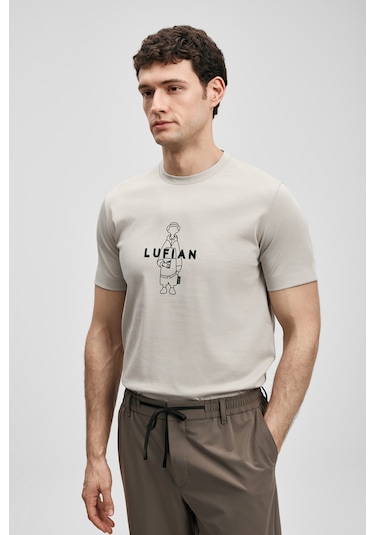 Lufian Sımbad Modern Grafik T- Shirt Taş Taş 111020307100190 Taş