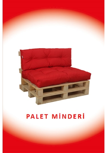 Dış Ve Iç Mekan Palet Minderi Minder Seti Takımı 2 Li Kırmızı