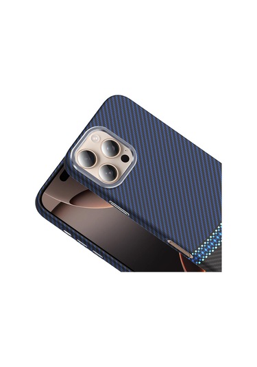 İphone Uyumlu 16 Pro Max Kılıf Magsafe Şarj Özellikli Karbon Fiber Görünümlü Kapak Gros Gri-siyah