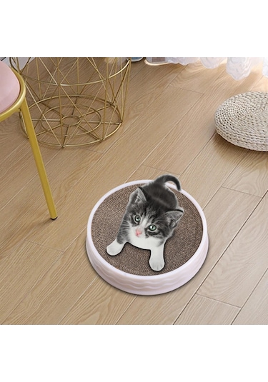 Suntek Kedi Tırmalama Yatağı Büyük Yuvarlak Kanepe Beyaz