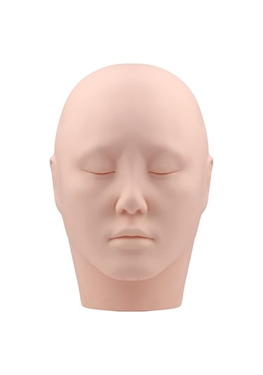 Lebıhmurah Wg470 Yumuşak Silikon Eğitim Manken Kafası Uygulama Kozmetoloji Mankeni Bebek Kirpik Yüz Dudak Makyaj Masaj Dövme