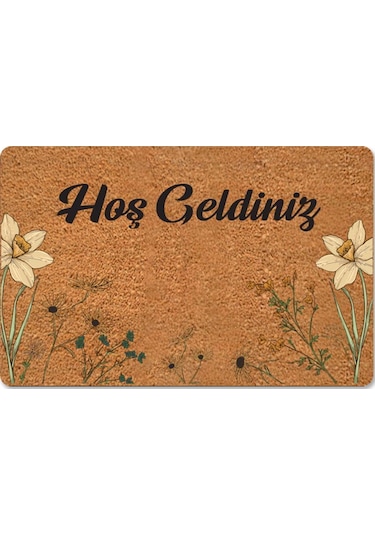 Modern Dijital Paspas - Hoşgeldiniz Karşılama Paspas - Kapı Önü Dekoratif Paspas Bej - Krem