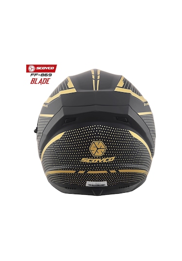 Scoyco FF-869 Blade Güneş Vizörlü Kapalı Kask Gold - Mat Siyah