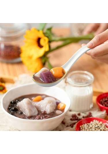 Fastbuy 6,3 Seramik Çin Mantar Kaşığı, Retro Ramen Kaşığı, Tasarım Kaşık