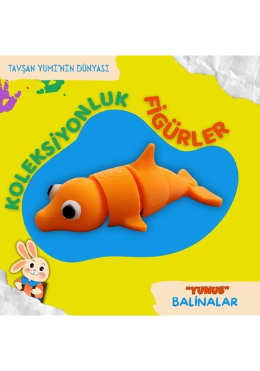 Tavşan Yumi Balinalar Koleksiyonu - 4 Parça 5-7 Cm Hareketli Oyuncaklar Ve Bilgilendirici Kartlat "