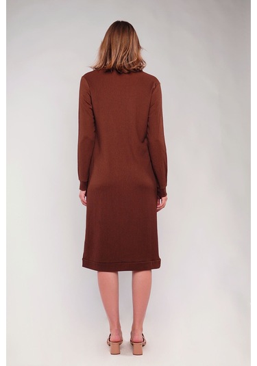 Gabria Ön Düğmeli Seul Uzun Hırka Kahverengi