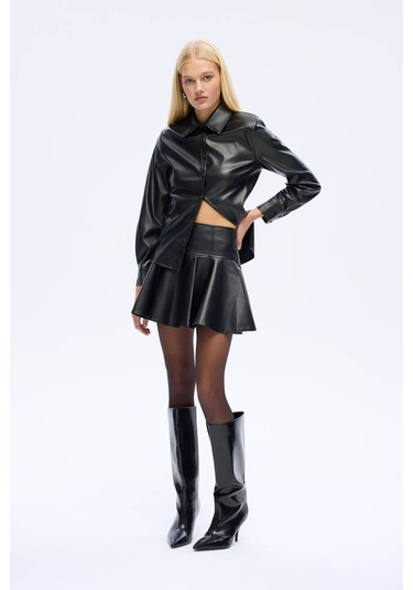 Quzu Volanlı Siyah Kadın Etek Etk01257 Siyah