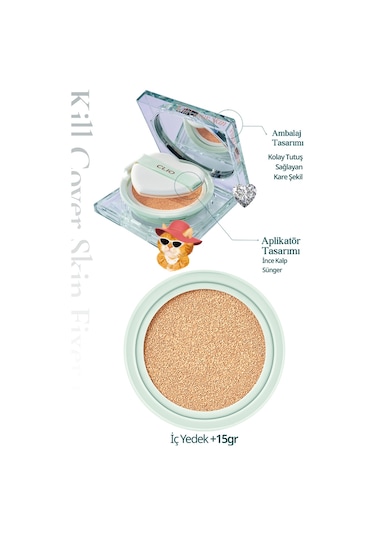 Özel Tasarım, Kalıcı, Mat Cushion Clıo Kill Cover Skin Fixer Cushion+refill 21n Linen Luxury Koshort 21