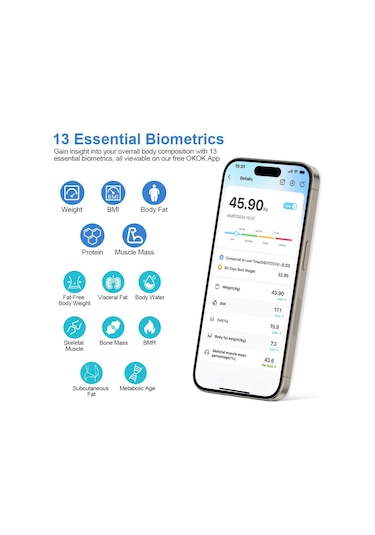 Akıllı Kablosuz Dijital Banyo Ve Vücut Yağ Ağırlık Ölçeği Vücut Kompozisyonu Analizörü Bluetoothlu Tartı