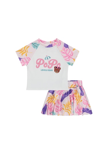 Civil Girls Lovely Bear Baskılı 2-12 Yaş Mayo Set - Pembe