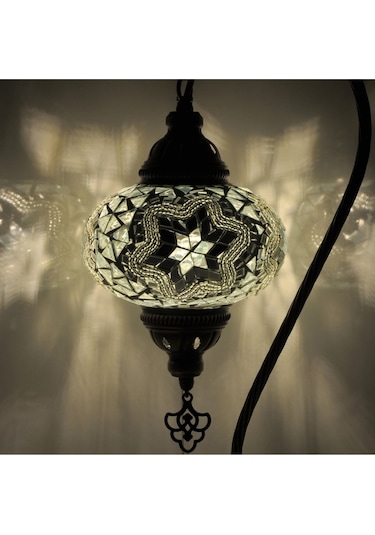 Mozaik Lamba Abajur Otantik Mozaik Gece Lambası Hediyelik Lamba Beyaz