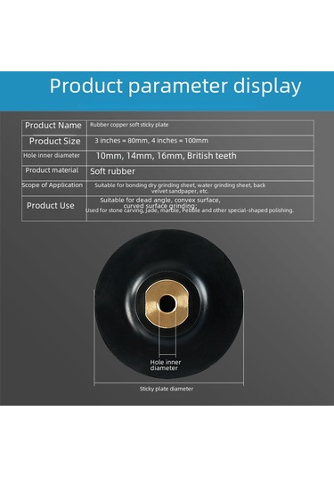 Lemestar Esnek Kauçuk Uçlu Taş İşleme Fırçası, Evrensel Yapıştırıcı Disk, M14 Delikli 4 İnç 10 Cm Kendine Yapışkan Tutucu, Köşe Freze İçin Uyumlu